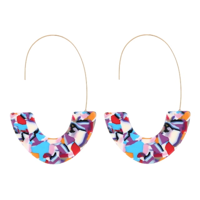 Sonducket 1 par de aretes en forma de U con estampado de leopardo para fiestas para niñas adolescentes, color naranja Type3 NO3 Sonducket AP010170-03