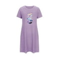 thumbnail image 5 of Sakmal Moo Moo Nightgown for Women Purple Short Lightweight Sleep Dress Colorful Feathers Short Sleeve Nightgowns for Women, 5 of 5