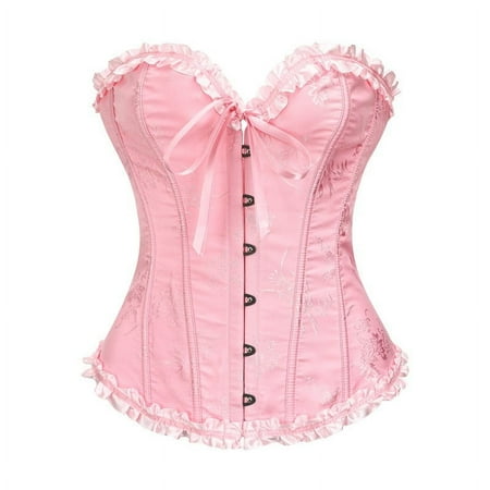 Povozer Corset Tops for Women  Bustier Shapewear Lingerie  Lace Waist Push up Bodysuit(RD2 L)