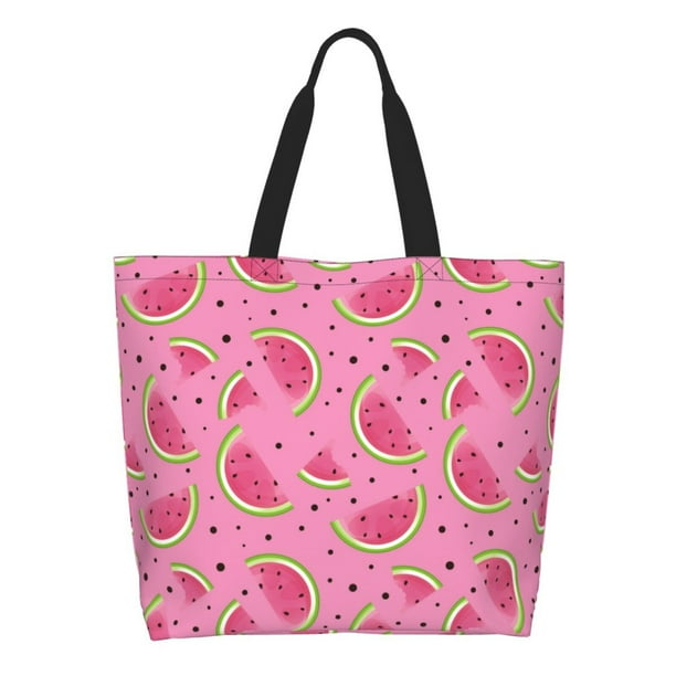 Fotbe Watermelon Bolsa Tote Estética de Lona con Estampado para Mujer - Bolsa Reutilizable de Hombro Casual para Vacaciones, Compras, Trabajo y Gimnasio