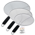 thumbnail image 1 of U.S. Kitchen Supply - Pantalla Contra Salpicaduras De Malla Fina De Acero Inoxidable De 13", 11,5" Y 9,5" Con Patas De Apoyo, Asas De Agarre Cómodas, Color Negro, Uso En Ollas Hirviendo, Sartenes, Tap, 1 of 5