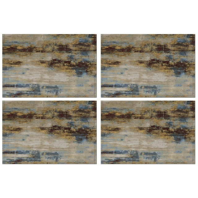 Placemats Set of 4 - Modern Abstract Art Table Mats Heat Resistant Washable Linen Place Mats - Royal Gray