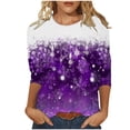 thumbnail image 2 of Christmas 3/4 Sleeve Tops for Women,Christmas Shirts for Women Casual 3/4 Length Sleeve Fall Tops Funny Cute Snowman Print Graphic Tees Blouses, 2 of 5