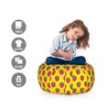 thumbnail image 2 of Retro Storage Toy Bag Chair, Strawberry Fruits Playroom Sweets Shower Theme, Stuffed Animal Organizer Washable Bag, Large Size, Green Mustard Vermilion, by Ambesonne, 2 of 3