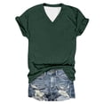 thumbnail image 4 of Womens T Shirts Short Sleeve V Neck Solid Print Tops for Everyday Comfort Wear Women's Tops, Tees Blouses Dark Green XXL, 4 of 4