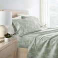 thumbnail image 3 of Noble Linens 4 Piece Pattern Microfiber Bed Sheets Set, Distressed Willow Green Mist, King, 3 of 11