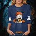 thumbnail image 3 of Towmus Womens Halloween Shirts Cute Ghosts Graphic Crewneck 3/4 Sleeve Tops Elbow Length Print Tees, 3 of 4