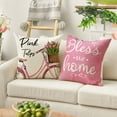 thumbnail image 3 of Sm:)e Hello Love Pink Tulips Flowers Bicycle Spring Throw Pillow Covers 18 x 18 Inch Mother's Day Outdoor Pillow Case for Sofa Couch Set of 4, 3 of 8