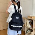 thumbnail image 5 of Cute Large Capacity Polka‑Dot Backpack with Lace Trim, Lightweight Multi‑Pocket Preppy Rucksack for Daily and Dating Use(Black), 5 of 9