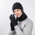 thumbnail image 3 of LOOIKOOS Winter Knit Beanie Hat Neck Warmer Scarf and Touch Screen Gloves Set Warm and thick(Black), 3 of 5