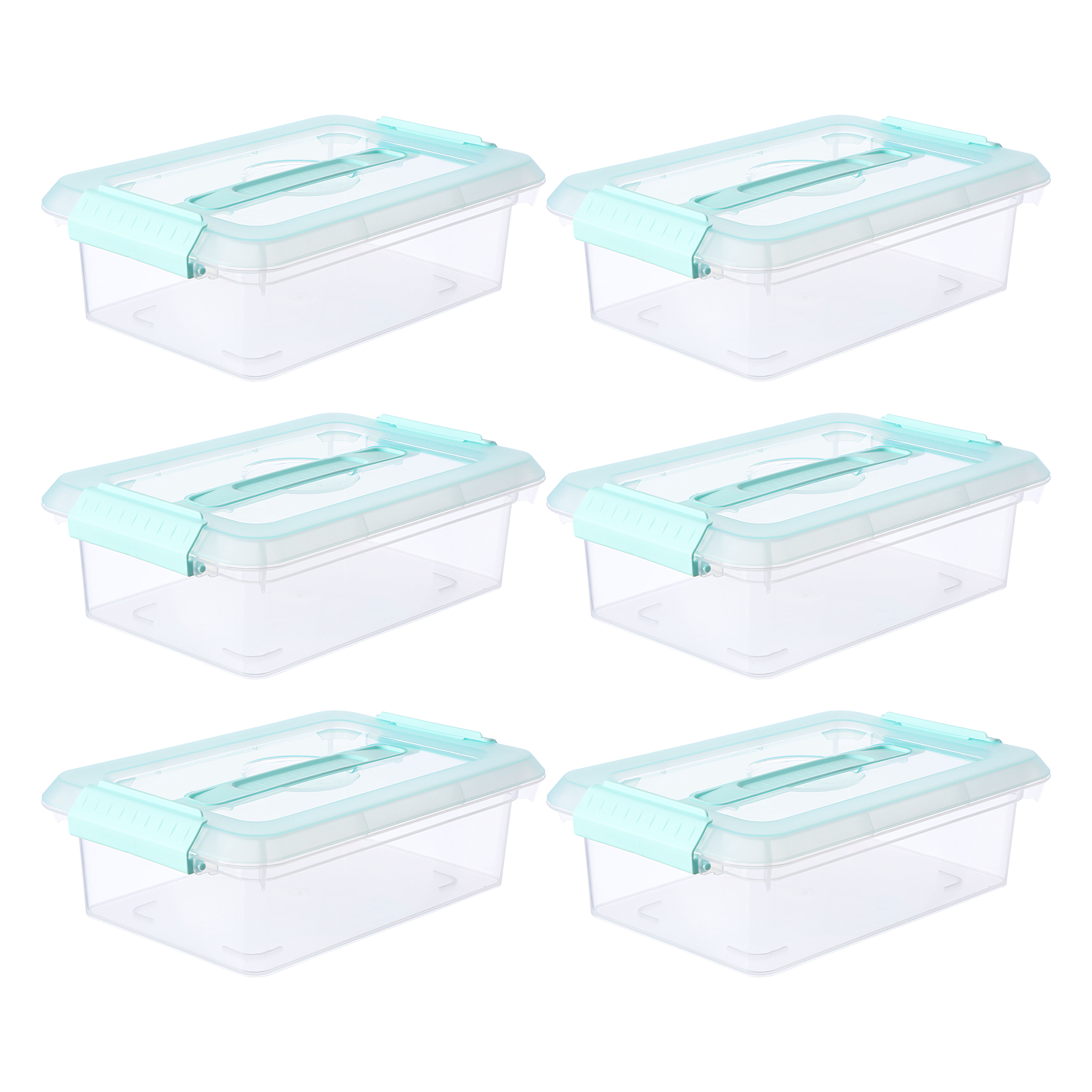 3.4 Qt. Mint Storage Bins with Lids by Simply Tidy – Plastic Organizer Containers for Crafts - Office & Home Storage - 6 Pack