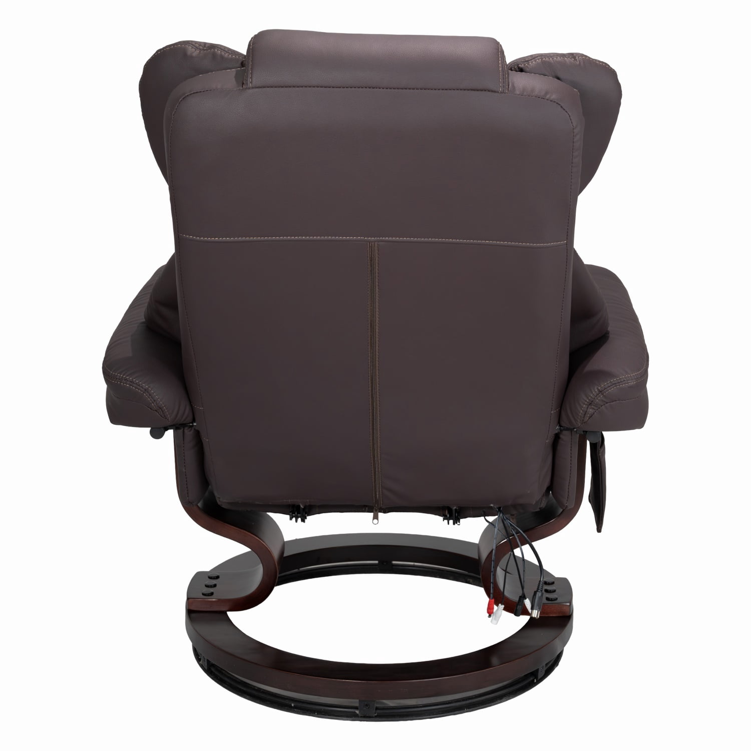 Hommoo 8-Point Massage Recliner with Ottoman, Heated Faux Leather Reclining Chair ,Bent Wood Base, Indoor Lounge TV Armchair with Footrest, Brown
