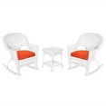 thumbnail image 1 of Jeco 3pc Rocker Wicker Chair Set in White with Red Cushion, 1 of 12