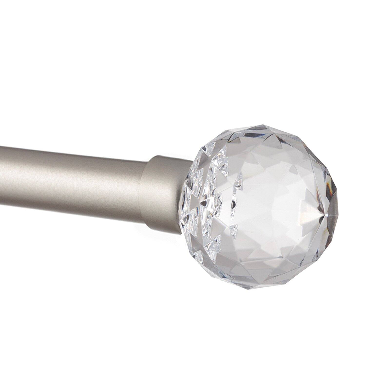 EXCLUSIVE HOME Crystal Ball 1" Curtain Rod and Coordinating Finial Set, Matte Bronze, Adjustable 36"-72"