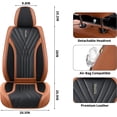 thumbnail image 6 of FLORICH Car Seat Covers Front Pair, Luxury Design Seat Protectors, Universal Auto Interior Accessories Fit for Most Cars, Black & Brown, 6 of 6