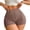 Brown, variant on Women High Waisted Seamless Shorts Stretch Ribbed Workout Letter Print Underwear Tummy Slimming Control Butt Lift Shapewear Shorts