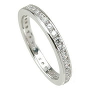 Sterling Silver Eternity Anniversary CZ Wedding Band Ring for Women Size 5