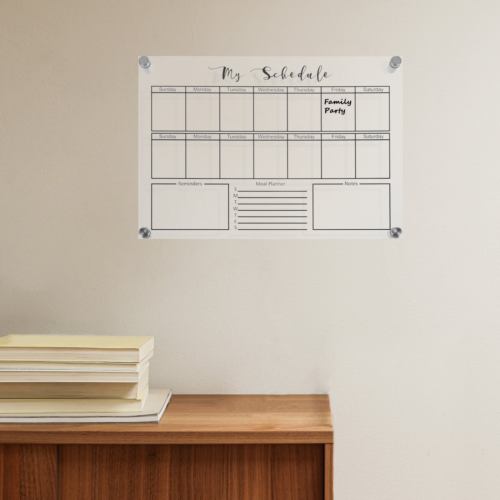 Weekly Planner Board Acrylic Note Dry Erase Clear White Calendar Hanging Small Office