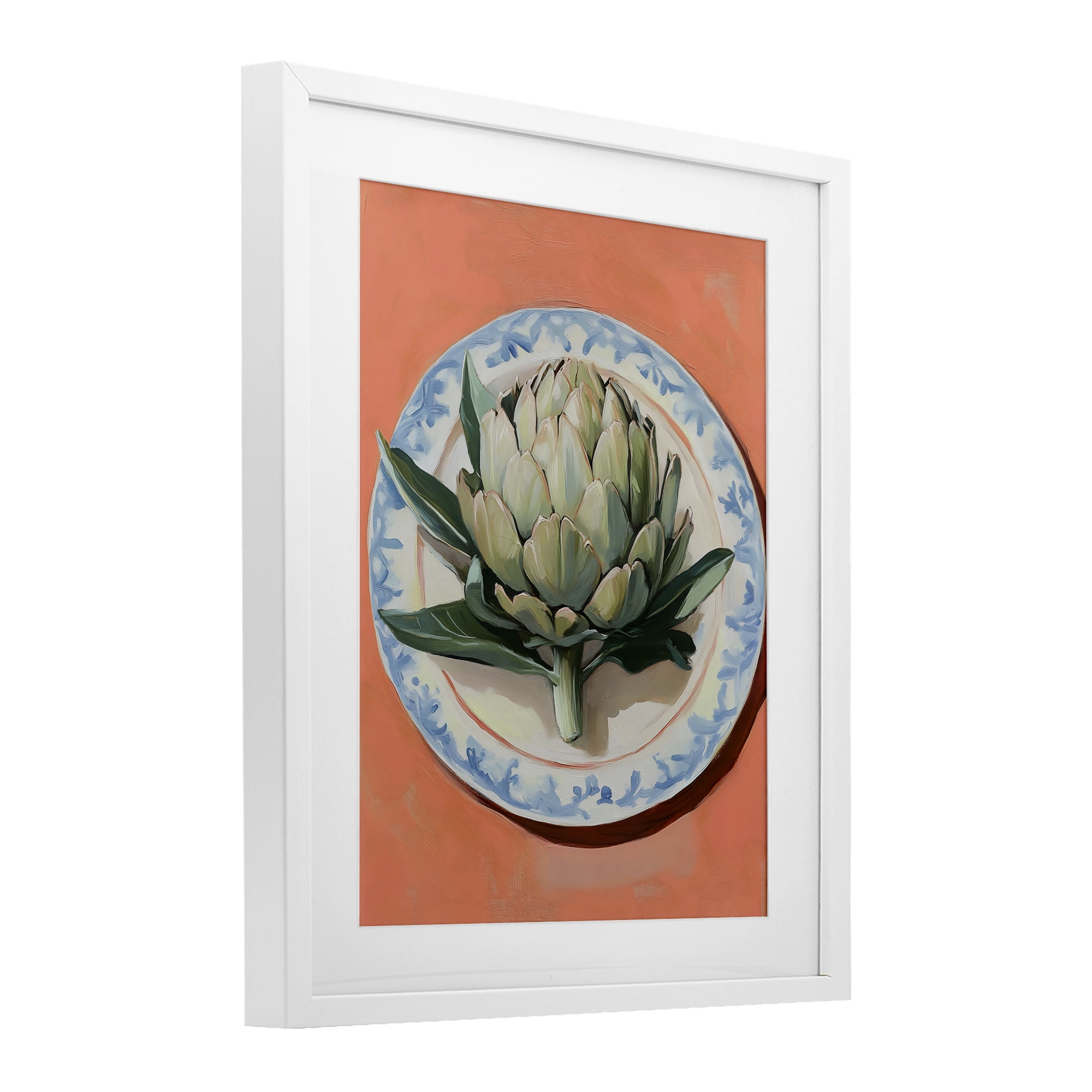 Stupell Industries Retro Artichoke over Orange White Framed Print Under Glass, design by The Prints Vibe