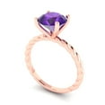 thumbnail image 2 of 2 ct Round Cut Natural Amethyst Solitaire Engagement Ring for Women in 18K Rose Gold, 2 of 5
