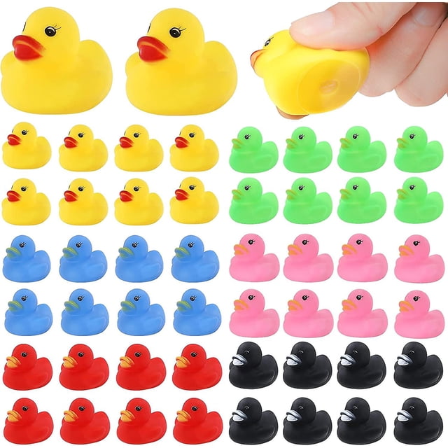 Pato de goma, juguetes de baño, 50 piezas, mini patos, fiesta de cumpleaños para niños, baby shower Feliz Sencillez