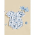 thumbnail image 4 of BemeyourBBs Baby Girl Bow Print Romper Ruffle Sleeve Bodysuit with Bow Headband, 4 of 9