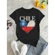 thumbnail image 2 of Women Crewneck Print Short Sleeve T-Shirts Summer Tees Loose Fit Graphic TopsChile Flag Heart Print T-Shirt for Women - Casual Polyester Knit Fabric, All-Season Comfort, Round Neck, Short Sleeve, S, 2 of 6