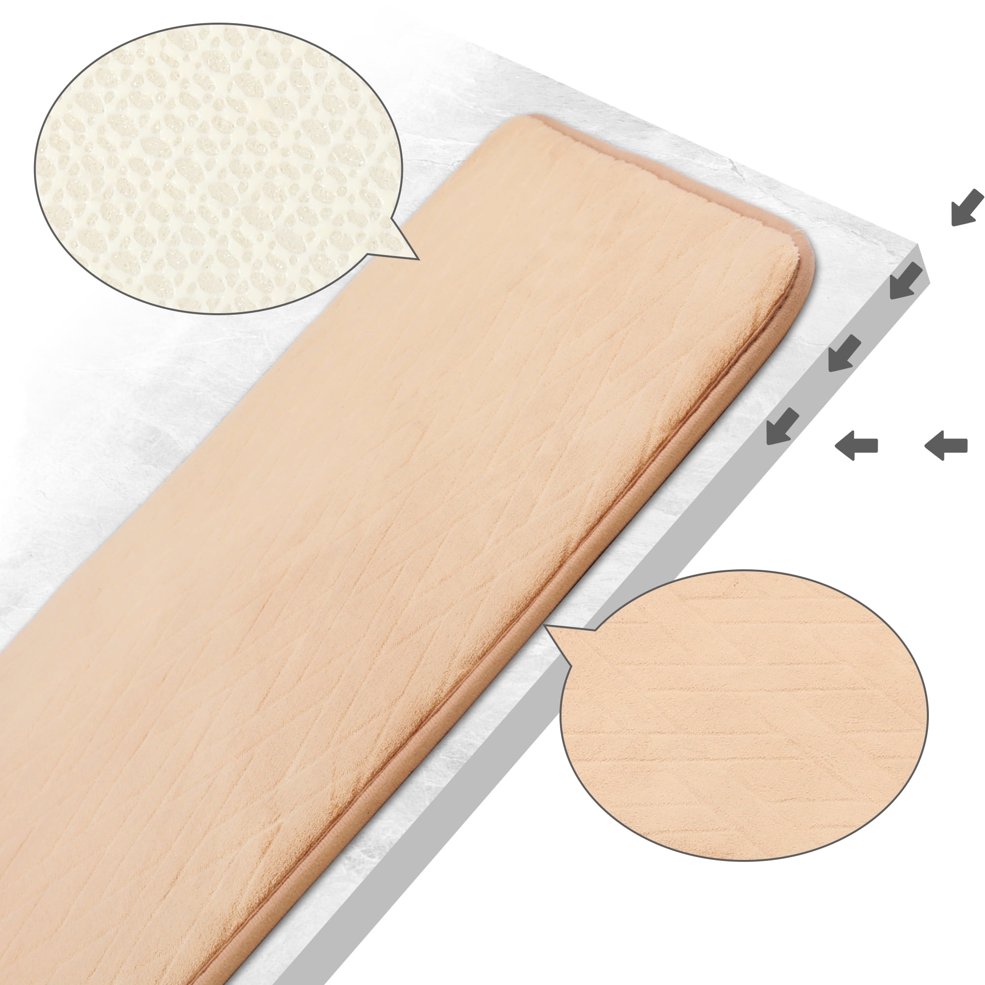 Unique Bargains Bathroom Mat Memory Foam Non-Slip Bath Rugs Khaki 24" x 36"