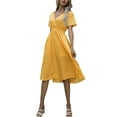 thumbnail image 4 of DYMADE Womens Square Neck Polka Dot Short Sleeve Ruffle Swing Dress, 4 of 4