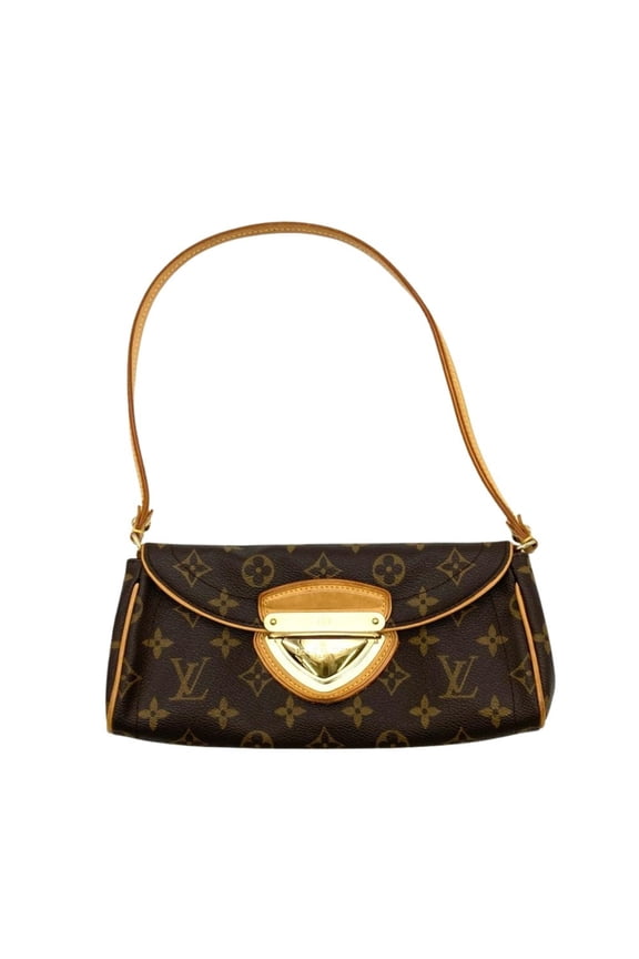 Pre-Owned Louis Vuitton Pochette Beverly Clutch Bag, Monogram Canvas, M40122, Brown, Gold...
