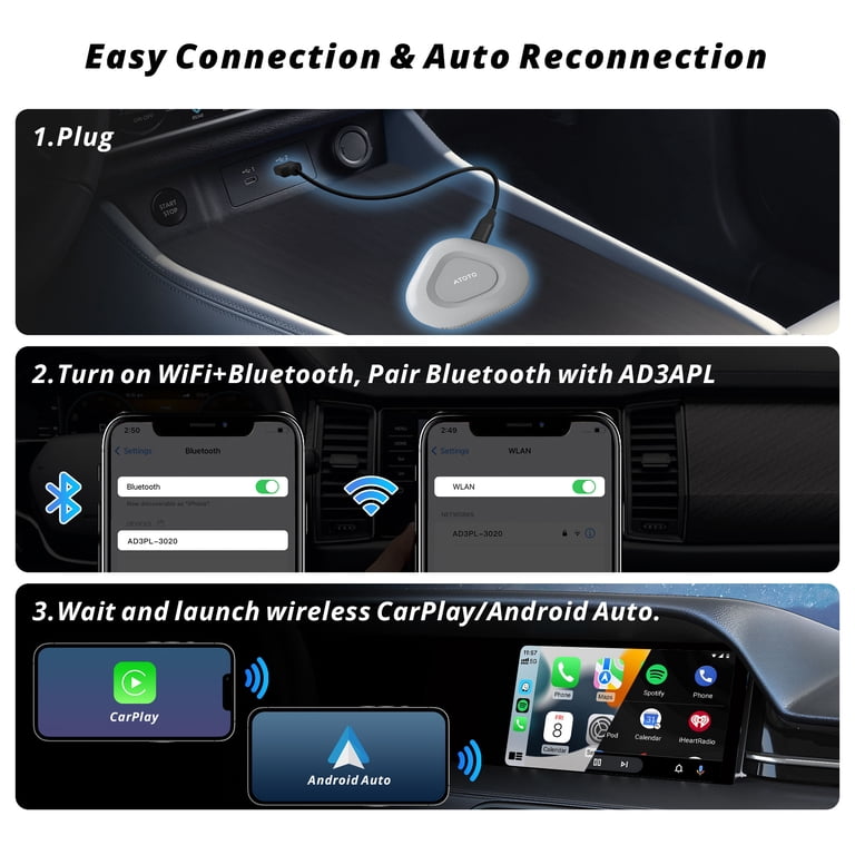 ATOTO CarPlay Ai Box Smart AI Box Adapter,Wireless Android Auto