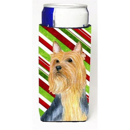 

Silky Terrier Candy Cane Holiday Christmas Michelob Ultra bottle sleeves For Slim Cans - 12 oz.