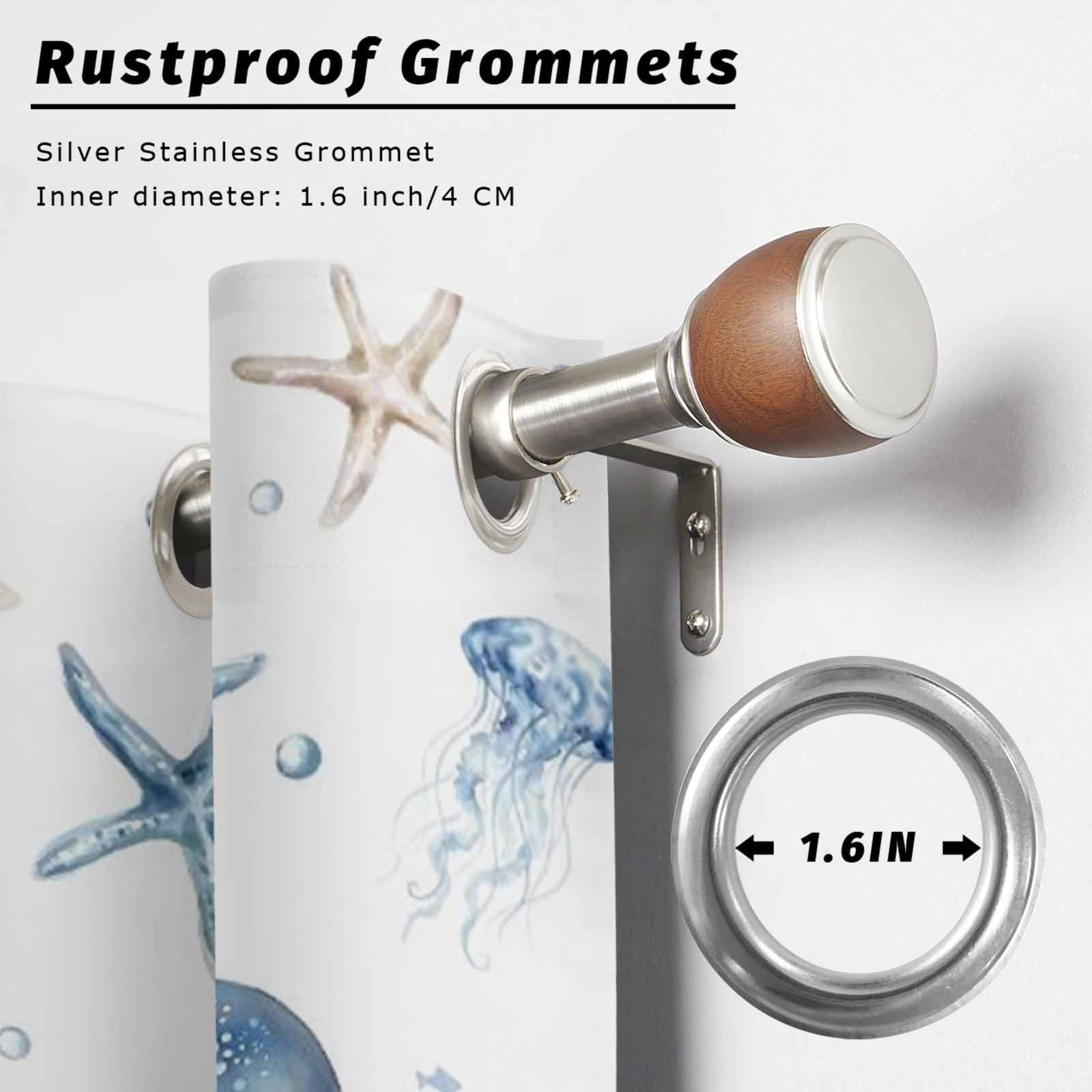 Marine Life Outdoor Curtains for Patio, Ocean Octopus Coral Sea Star Seashell Jellyfish Coastal Sunshade Privacy Drapes Grommet Waterproof Outside Curtains for Porch/Cabana/Balcony 54"x 108", 1 Panel