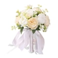 thumbnail image 2 of Ramo de novia de rosas artificiales de 25 cm de altura para boda, fiesta, compromiso Champán, 2 of 9