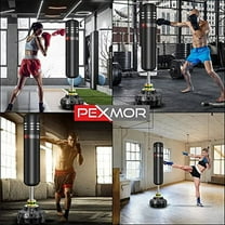 PEXMOR Freestanding Punching Bag Heavy Solid Boxing Bag with Suction Cup Armor Base & Noise Vibration Absorption Device for Adult Youth - Men Stand Kickboxing Bags Kick Punch Bag | Black