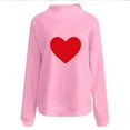 thumbnail image 5 of GuzomFashion Valentine's Day Womens Oversized Graphic Mock Neck Sweatshirt, Pink with Red Heart, Pullover w/Kangaroo Pocket, Soft Polyester S-XL,Size S, 5 of 5