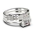 thumbnail image 2 of Minimalist 2.00 Carat Emerald Cut Diamond Moissanite Engagement Ring, Wedding Ring in 10k Solid White Gold, Gift For Her, Promise Ring, Anniversary Ring, Trio Rings Set, 2 of 4