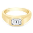 thumbnail image 3 of 7x5MM Emerald Cut Lab Created Moissanite Diamond Signet Engagement Ring For Men In 14K Yellow Gold Over Sterling Silver(G-H Color,VVS1 Clarity,1.00 Cttw)-7, 3 of 7