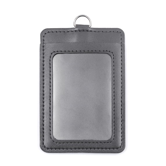 GOGO 10Pcs Vertical Horizontal 2 Sides PU ID Card Badge Holder Pouch Stock Case-vertical grey-10 Packs
