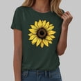 thumbnail image 2 of COMVALUE Cotton Summer Floral T-Shirt for Ladies Sunflower Graphic Print Short Sleeve Tee (Dark Green, 3XL), 2 of 4