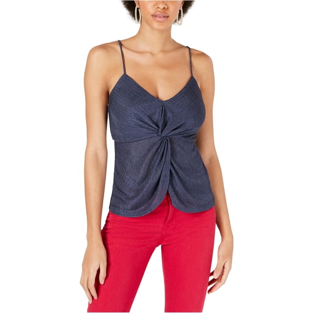 Socialite Womens Twist Front Pullover Blusa, Azul, Mediano