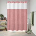 thumbnail image 6 of No Hook Shower Curtain, Vintage Peach Pink Shower Curtains for Bathroom with See Through Top Window, Farmhouse Retro Solid Color Linen Texture Waterproof & Washable Bath Curtain 60"x72", 6 of 9