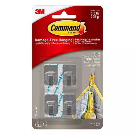 

12 Packs: 4 ct. (48 total) Command™ Small Stainless Steel Metal Hooks