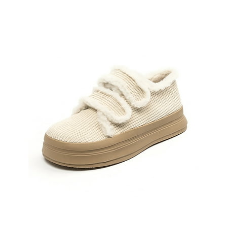 

Wazshop Womens Walking Shoes Plush Lined Casual Shoe Comfort Flats Anti-Slip Non-slip Sneakers Women Sneaker Platform Lightweight White 4