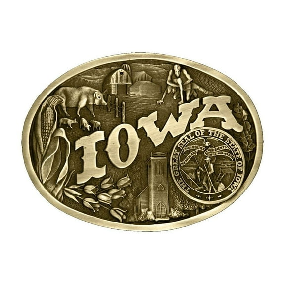 Montana Silversmiths Men's Iowa State Heritage Attitude Belt Buckle - 60811IAC One Size