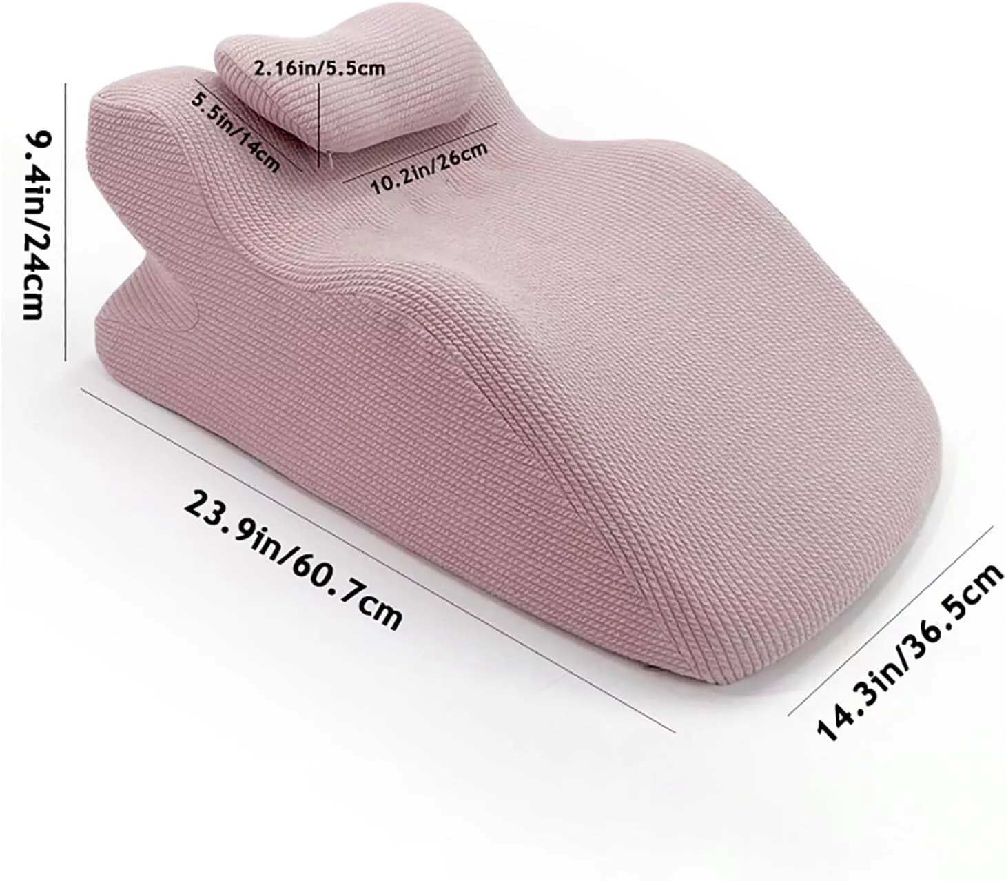 ColourTree Pink Adult Ergonomic Memory Foam Bed Triangle Wedge Pillow Headboard with Face Down Massage Prone Pillow Function for Reading, with Washable Cover
