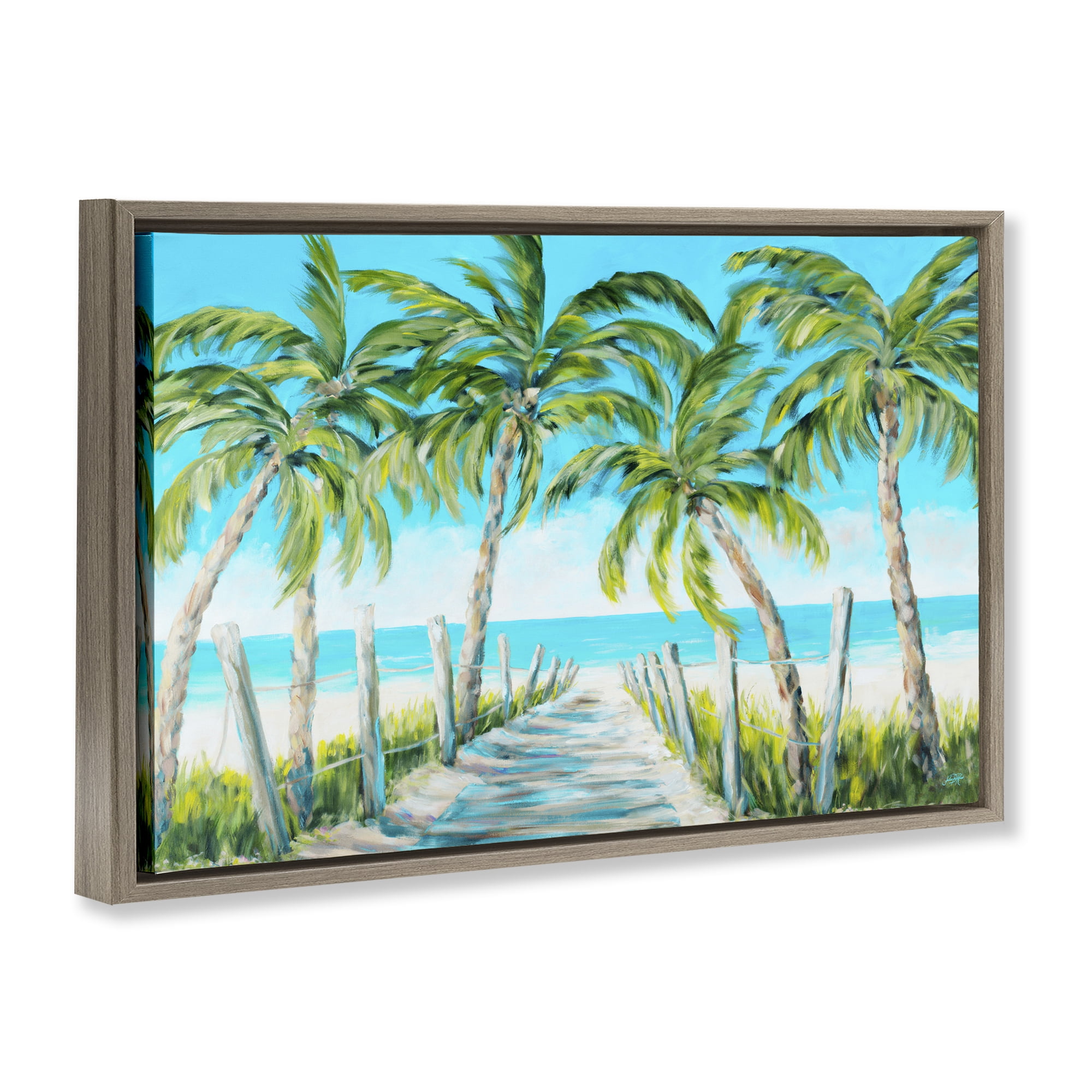 Stupell Industries The Path To Paradise Brown Framed Floater Canvas Wall Art, design by Julie DeRice