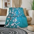 thumbnail image 3 of Plum Blossom Flannel Fleece Bed Blanket 40 x 50 inch Pink Flowers Throw Blanket Lightweight Cozy Plush Blanket for Bedroom Living Rooms Sofa Couch, 3 of 6