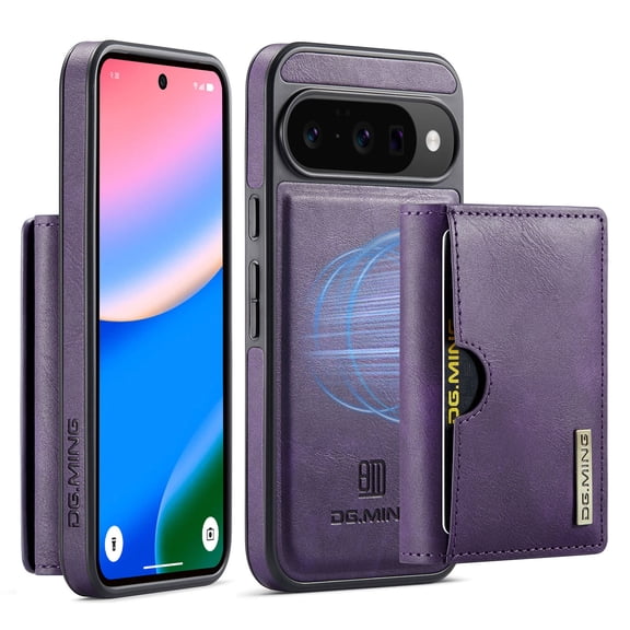 Dteck 2 in 1 Detachable Magnetic Wallet Case for Google Pixel 10 /10 Pro, Shockproof RFID Blocking Wallet Card Slots Protective Phone Cover, Purple