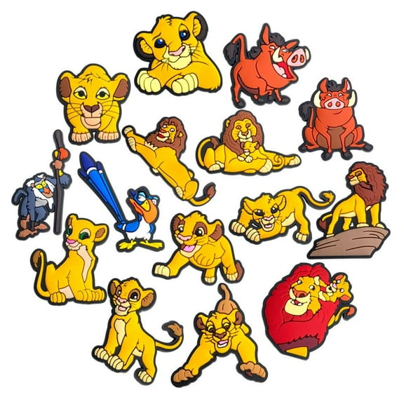 15Pcs The Lion King Resin Shoe Decoration Charms for Clogs Sandals, Bling Shoe Accessories Charms